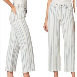 NWT Joe’s The Blake Stripe Raw Hem Crop Wide Leg Jeans. -MA2